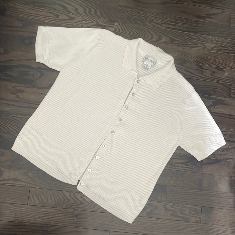 Vintage Ivory Knit Blouse with Mother of Pearl Buttons